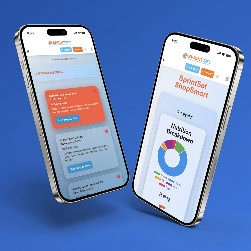 SprintSet app shown on two current-generation iPhones